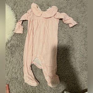 Angel Dear Pink Gingham Footed One-Piece with Peter Pan Collar